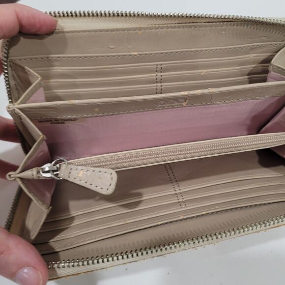 Coach Wallet Continental Canvas Floral Signature Beige Large Embellished Fair - Picture 4 of 9